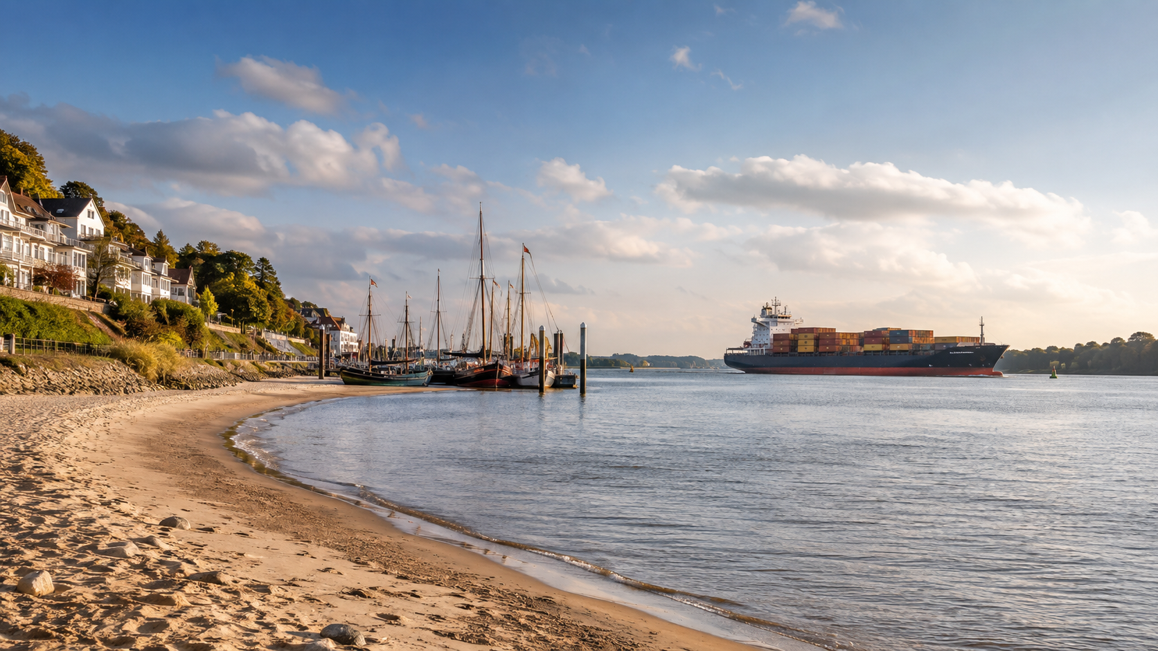 Elbstrand Övelgönne: Spaziergang, Museumshafen und Schiffe beobachten