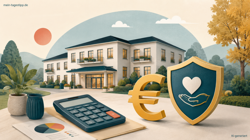 Beitragsbild: Pflegeheim, Taschenrechner und Eurozeichen zu Pflegeheimkosten 2026